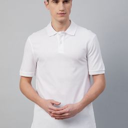 Marks & Spencer Men White Polo Collar Slim Fit T-shirt-image-86