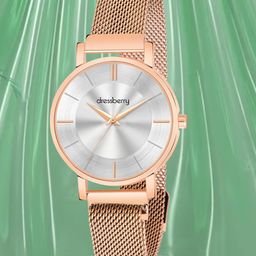 DressBerry Women Rose Gold Textured Dial & Analogue Watch HOBDB-174-RG-15