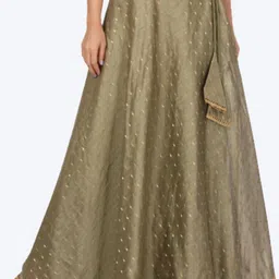 Studio Shringaar Women Grey Embellished Flared Maxi Skirts-image-93