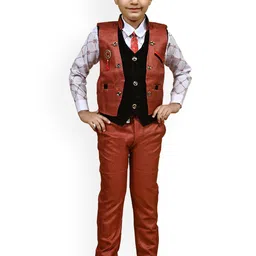 BAESD Boys Pure Cotton Shirt & Trousers With Waistcoat-picture-45