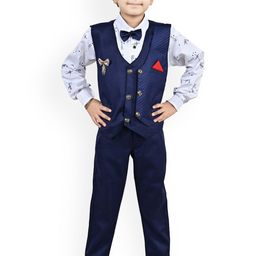 BAESD Boys Self Design Pure Cotton Single-Breasted Three-Piece Party Suit-12