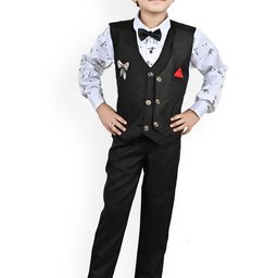 BAESD Self Design Pure Cotton Single-Breasted 3-Piece Party Suit-image-32