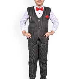 BAESD Boys Striped Slim Fit Three Piece Party Suit-image-57