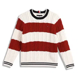 Tommy Hilfiger Girls Cable Knit Striped Pullover-image-56