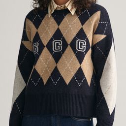 GANT Argyle Printed Woollen Long Sleeves Pullover Sweater-image-24