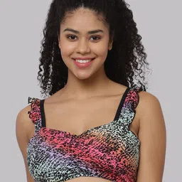CUKOO Abstract Printed Criss Cross Swim Top-image-8