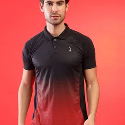 Campus Sutra Men Red Polo Collar Dri-FIT Applique Outdoor T-shirt-image-77