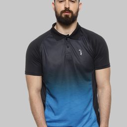 Campus Sutra Blue & Black Polo Collar Short Sleeves Sports T-shirt-image-79