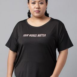 MKH Plus Size Typography Printed Drop-Shoulder Sleeves Relaxed Fit Dri-FIT T-shirt-picture-14