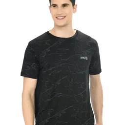 playR Round Neck Short Sleeves Regular Fit Abstract Printed Dri-FIT T-shirt-image-68
