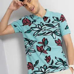 Celio Printed Polo Collar short Sleeves Cotton T-shirt-image-4