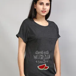 SillyBoom Typographic Printed Extended Sleeves Cotton Lycra Maternity T-shirt-16