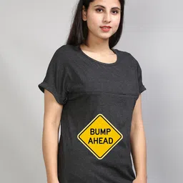 SillyBoom Typographic Printed Extended Sleeves Cotton Lycra Maternity T-shirt-7