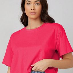 Kotty Round Neck Drop-Shoulder Sleeves Oversized Crop T-shirt-image-72