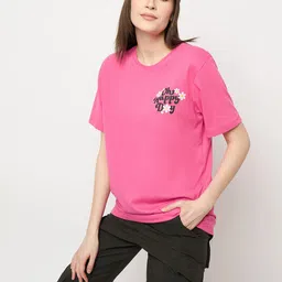 Mast & Harbour Typography Printed Pure Cotton Oversized T-shirt-picture-46