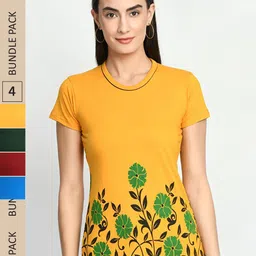 IndiWeaves Pack Of 4 Printed Pure Cotton T-shirt-image-92