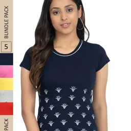 IndiWeaves Pack Of 5 Floral Printed Pure Cotton T-Shirt-picture-14