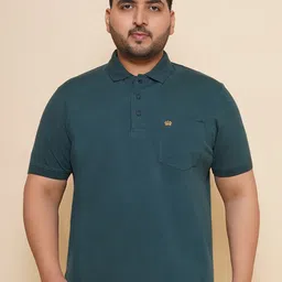 John Pride Men Solid Polo Collar Pockets Plus Size T-shirt-image-35