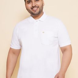 John Pride Men Polo Collar Pockets Solid Plus Size T-shirt-16