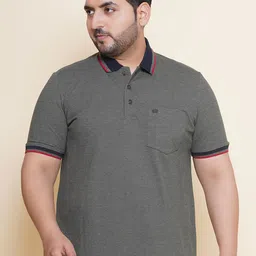 John Pride Plus Size Polo Collar Short Sleeves Cotton T-shirt-64