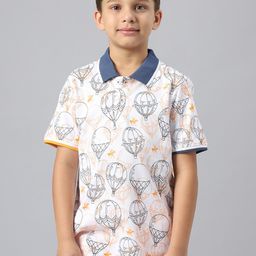 Beverly Hills Polo Club Boys Conversational Printed Polo Collar Pure Cotton T-shirt-26