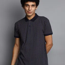 V-Mart Geometric Printed Polo Collar T-shirt-image-70