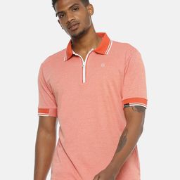 Campus Sutra Orange Polo Collar Cotton T-shirt-image-14