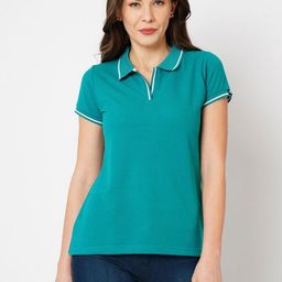 Wear Your Opinion Women Solid Polo Collar T-shirt-picture-14