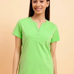 MINT STREET Henley Neck Pure Cotton T-shirt-picture-1