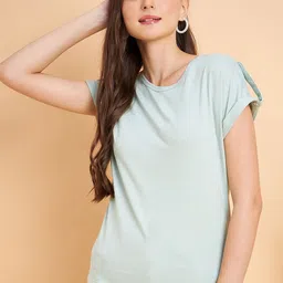 MINT STREET Round Neck Roll-Up Sleeves Pure Cotton Casual T-shirt-image-70