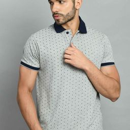 SQUIREHOOD Printed Polo Collar Cotton Pique Casual T-shirt-image-11
