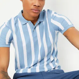 max Striped Polo Collar Short Sleeves Regular Fit T-shirt-image-73