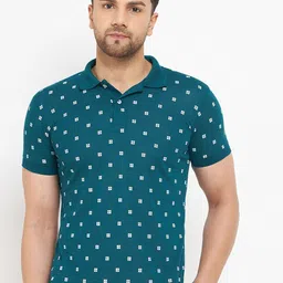 THE MILLION CLUB Geometric Printed Polo Collar Cotton Casual T-shirt-image-78
