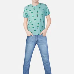 Palm Tree Boys Printed Cotton T-shirt-image-35