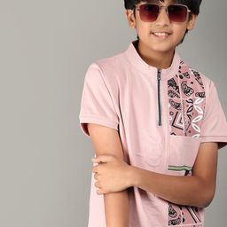 V-Mart Boys Printed Henley Neck Cotton T-shirt-picture-43