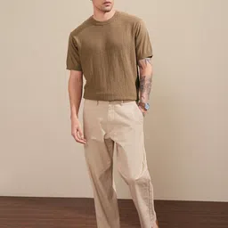 HIGHLANDER Men Knitted Self Design Relaxed Fit Tshirt-image-35