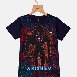 YK Marvel Boys Navy Blue Printed Henley Neck Pockets T-shirt-picture-54