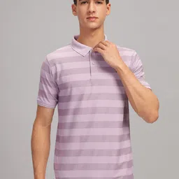 Parcel Yard Striped Polo Collar Cotton T-shirt-image-80
