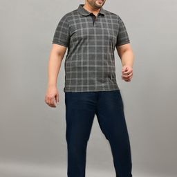 AUSTIVO Plus Size Checked Polo Collar Short Sleeves Regular Fit T-shirt-image-12