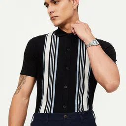 max Men Striped High Neck Pockets T-shirt-image-95