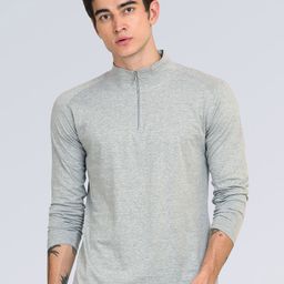 appulse Men Grey Melange High Neck Pockets T-shirt-image-66