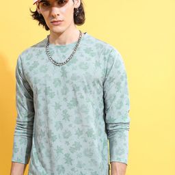 HIGHLANDER Green Floral Printed T-shirt-image-6