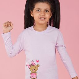 NUSYL Girls Teddy Bear Printed Round Neck T-Shirt-image-28