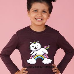 NUSYL Girls Graphic Printed Cotton T-shirt-picture-2