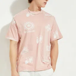 max Conversational Printed Round Neck Pure Cotton T-shirt-image-51