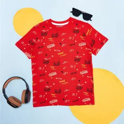Pantaloons Junior Boys Typographic Printed Cotton T-shirt-image-9