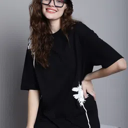 DOOR74 Graphic Printed Cotton Oversize T-shirt-image-34