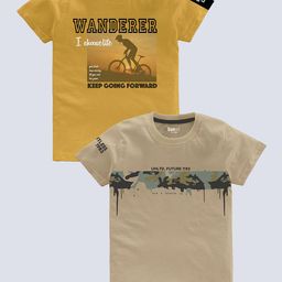 BAESD Boys Pack Of 2 Typography Printed Pure Cotton T-shirt-image-84