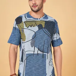 7 Alt by Pantaloons Abstract Printed Round Neck Pure Cotton Relaxed Fit T-shirt-picture-12