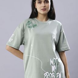 HOUSE OF RS Women Typography Printed Oversized T-shirt-image-100